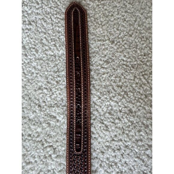 Vintage Tony Lama Caiman Alligator Inlay Belt 36 Sterling Buckle Cowboy Western - Picture 10 of 11